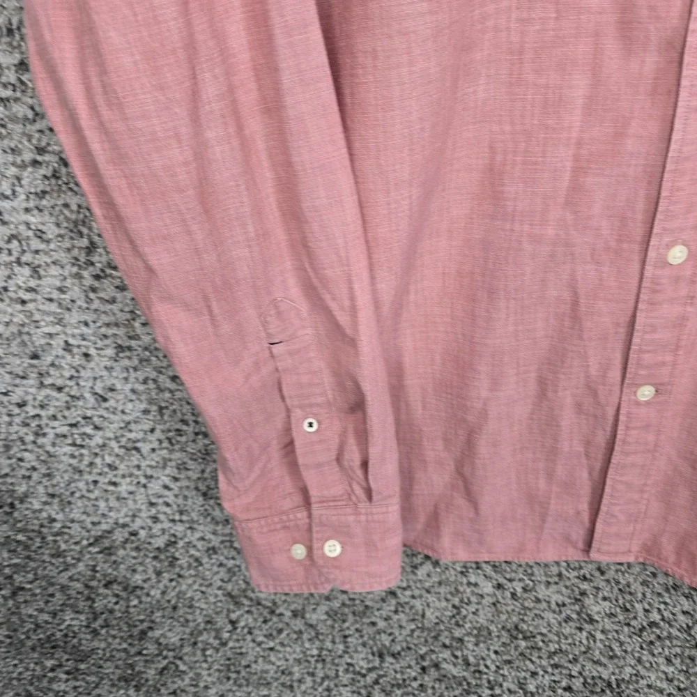 Banana Republic Shirt Mens XL‎ 17-17.5 Pink Button Up Pocket Long Sleeve Casual